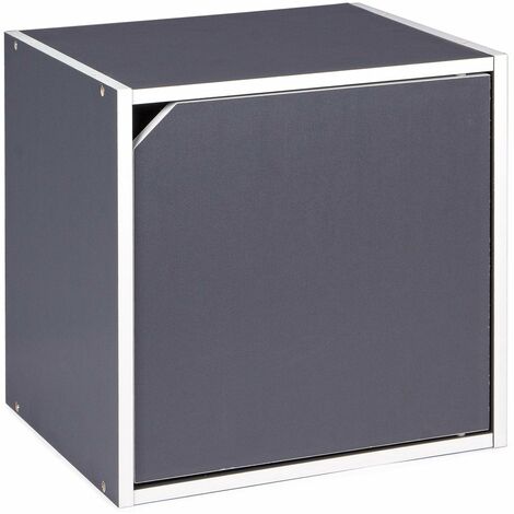 Würfelregal 35 cm modulares Bücherregal moderne Möbel -Würfel mit Tür / Grau