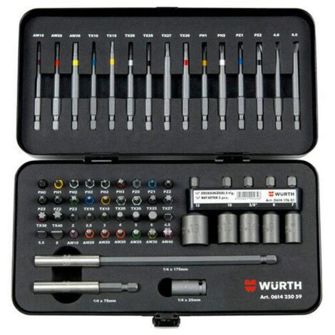 Würth 061425059 - Set di punte da 1/4", 59 pezzi