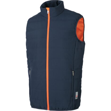 Würth Modyf – Gilet de travail matelassé bicolore marine et orange – 2 poches zippées externes – Ajustement optimal avec bords côtes – Taille M