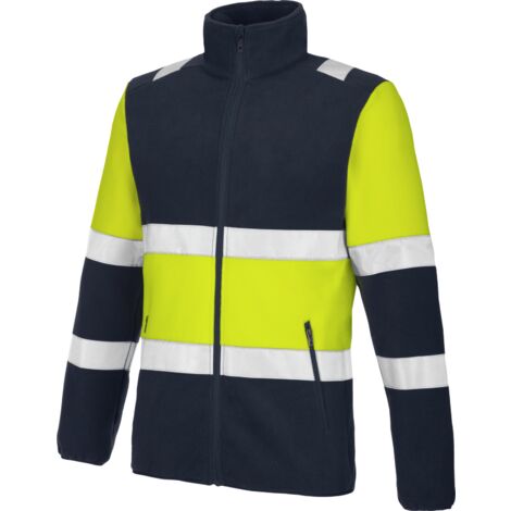 Würth Modyf – Polaire haute visibilité fluo one jaune/marine XL – Norme EN 20471 classe 1 – 2 poches zippées – Col montant et poignets élastiqués