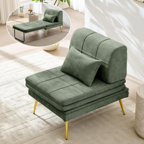 WUMAGIN - Canapé Convertible 1 Place, 3 en 1, Pliable, Fauteuil Lit Confortable avec Coussin, Facile à Déplier pour Salon ou Chambre – Vert