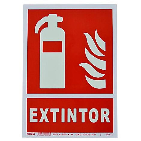 WURKO cartel 29,7x21 cm extintor 2018l , Cartel de señalización 2018L ( Extintor )Tamaño 29,7x21 cmFabricado en PVC luminiscenteColor rojo y amarilloNorma UNE.