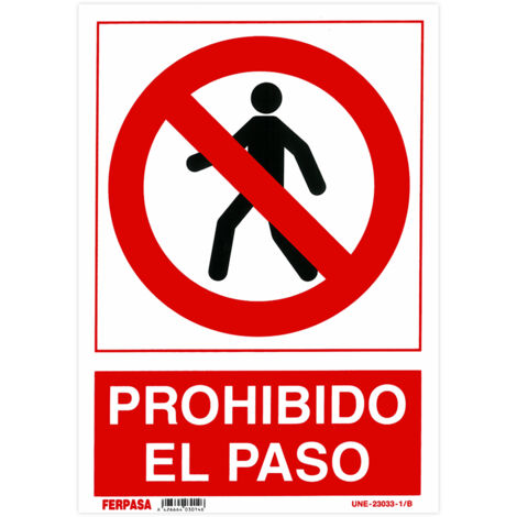 WURKO cartel 3014  29,7x21cm. prohibido el paso , Cartel de prohibición 3014 ( Prohibido el Paso )Tamaño 29,7x21cmFabricado en PVCColor Blanco y RojoNorma UNE.