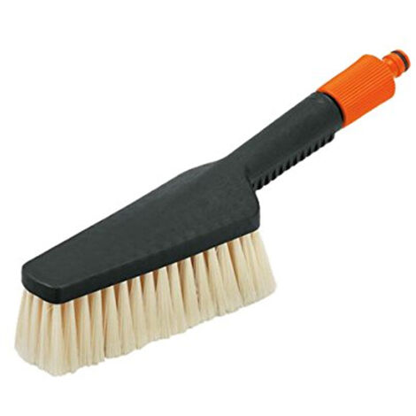 WURKO cepillo spray con racor  r8091 , Cepillo spray con racor de enganche rápido para manguerasCerdas elásticas y flexibles Fabricado en plástico Naranja y negro C