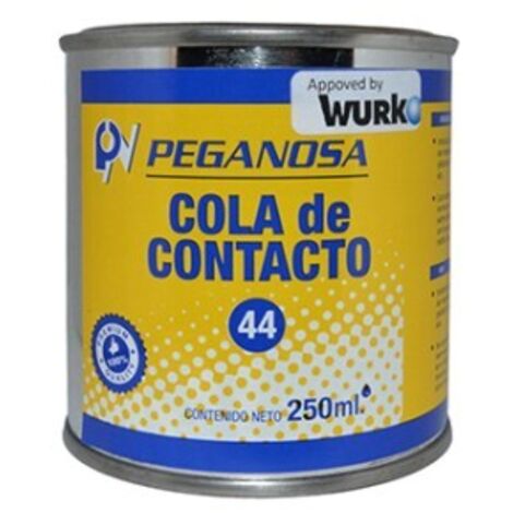 WURKO cola de contacto 250 ml 44 , Adhesivo de contacto de alta calidad,indicado para uniones fuertes y duraderasAdecuado para goma,madera y derivados,plásticos,tejidos,caucho,