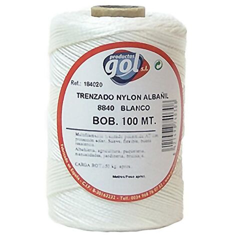WURKO cuerda linea blanca fina 8840 trenzada nylon 100mt rollo