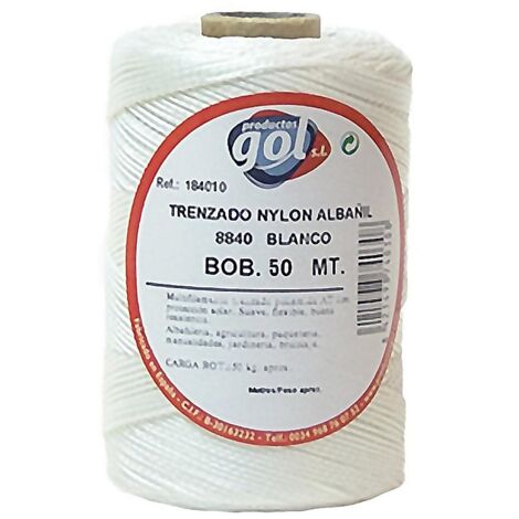 WURKO cuerda linea blanca fina 8840 trezada nylon 50mt rollo