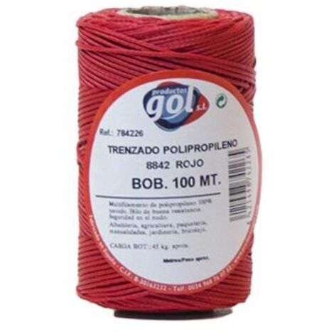 WURKO cuerda linea trenzada roja 4226 100mt , Cordón trenzado polipropileno AlbañilBobina de 100 metrosColor RojoIndicado para albañileria,agricultura,paquetería,manual