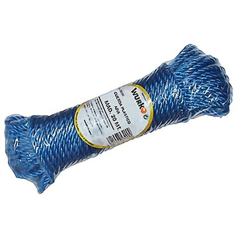 WURKO cuerda plastico 4 mm azul rollo 20m , Cuerda de plástico de 4 mmComposición: Monofilamento de polietileno torcido 4 cabosMadeja de 20 metrosColor AzulIndicado