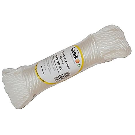 WURKO cuerda plastico 4 mm blanca 20mt bobina , Cuerda de plástico de 4 mmComposición: Monofilamento de polietileno torcido 4 cabosMadeja de 20 metrosColor blancoIn