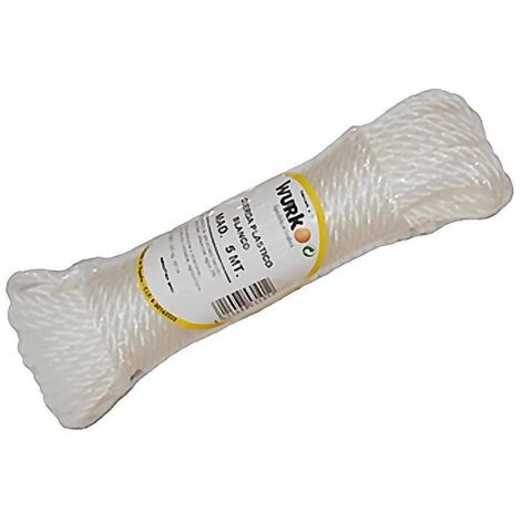 WURKO cuerda plastico 4 mm blanca 5mt bobina , Cuerda de plástico de 4 mmComposición: Monofilamento de polietileno torcido 4 cabosMadeja de 5 metrosColor blancoIndi