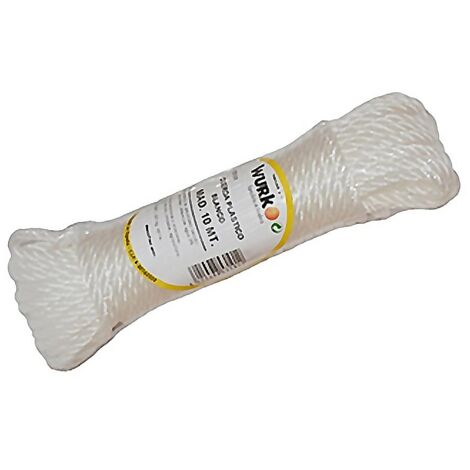 WURKO cuerda plastico blanca 10mt , Cuerda de plástico de 4 mmComposición: Monofilamento de polietileno torcido 4 cabosMadeja de 10 metrosColor blancoIndicado para