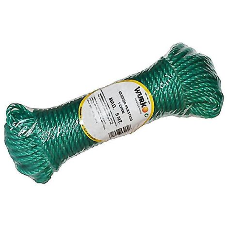 WURKO cuerda plastico verde 5mt , Cuerda de plástico de 4 mmComposición: Monofilamento de polietileno torcido 4 cabosMadeja de 5 metrosColor VerdeIndicado para tend