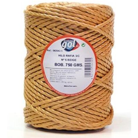 WURKO cuerda rafia 3 cabos n5 gorda beig 750gr rollo , Cuerda de rafia de 3 cabos Nº5 GruesaComposición:multifilamento de polipropileno 100% torcidoNo se deshaceColor B