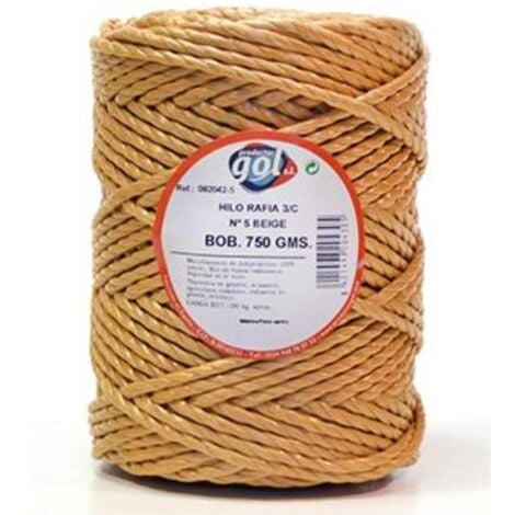 WURKO cuerda rafia 3 cabos n5 gorda beig bobina 750gr , Cuerda de rafia de 3 cabos Nº5 GruesaComposición:multifilamento de polipropileno 100% torcidoNo se deshaceColor