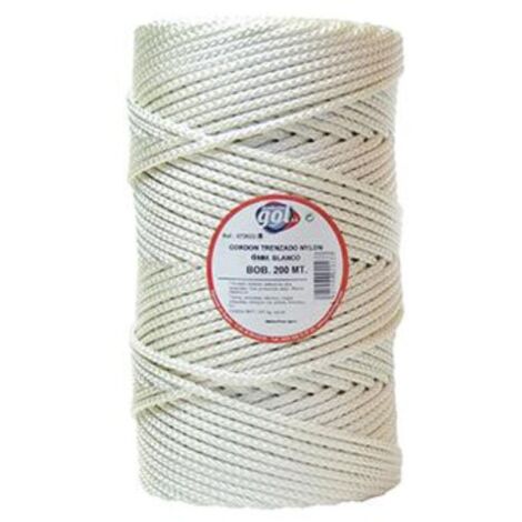 WURKO cuerda trenzada nylon 5 mm 200mt rollo , Cuerda trenzada de nylon granete de 5mmMultifilamento poliamida alta tenacidad con protección solarBobina de 200 metrosCo