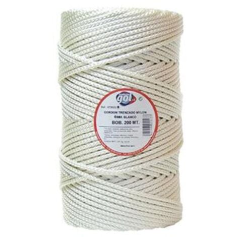 WURKO cuerda trenzada nylon 5 mm rollo 200m , Cuerda trenzada de nylon granete de 5mmMultifilamento poliamida alta tenacidad con protección solarBobina de 200 metrosCol