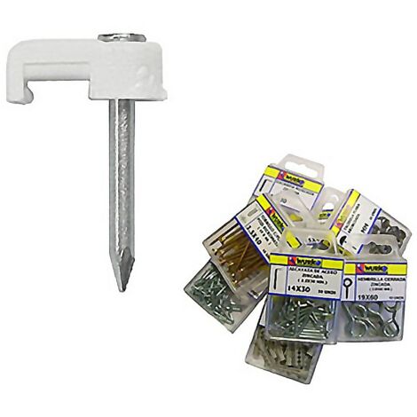 WURKO grapas cable n2 planas 6095 blister 13 , Grapas para cable plano, modelo 6095Tamaño 2mmColor blancoBlister