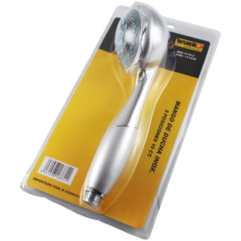 WURKO mango ducha inox 5 posiciones 10 cm blister , Mango ducha inoxidable P70-2. - Tamaño: 100 mm. - 5 posiciones. - Material de PVC con acabado cromo y cromo mate. - Adaptable a