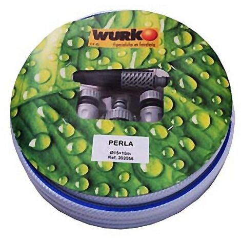WURKO manguera perla tricotada 15 mm &43 accesorios , Manguera de jardín en pvc Iboclean perla kit-25mts Pvc flexible 15mm diametro Blanca 1 kit-25mts Lanza regul