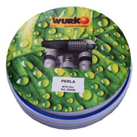 WURKO manguera perla tricotada 15mm &43 acces. kit 20 m , Manguera de jardín en pvc Iboclean perla kit-20mts Pvc flexible 15mm diametro Blanca 1 kit-20mts Lanza r