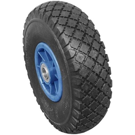 WURKO rueda carro almacen neumatica ll/pvc , Rueda de carro de almacén neumática. - Cojinete metálico con rodamientos., eje de 20mm Llanta de PVC - Color eje central azul y rue
