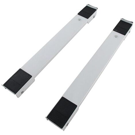 WURKO soportes extensibles 44/70 cm con ruedas juego 2 , Juego de 2 soportes rectangulares para electrodomésticos. Esmaltado blanco, con almohadilla goma amortiguador.Extensible 44