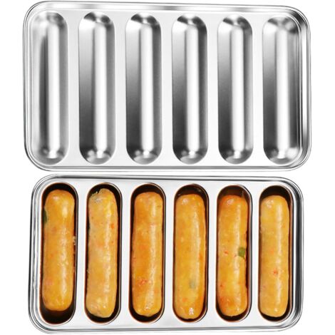 Wurstform aus Edelstahl mit Deckel, leicht zu entnehmende DIY-Hotdog-Form, antihaftbeschichtete Wurstform für Hausmannskost, Grillen und vegane Würstchen