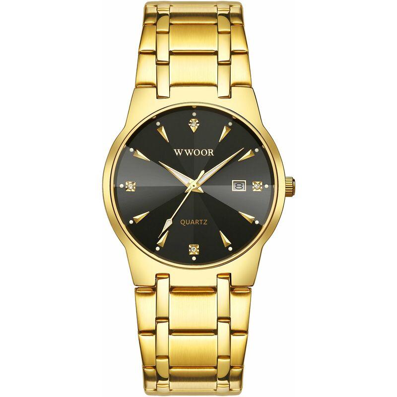 

Reloj de cuarzo para hombre, exquisito reloj de pulsera para hombre con esfera de diamante, hora y calendario, indicador luminoso, 30 m, relojes de