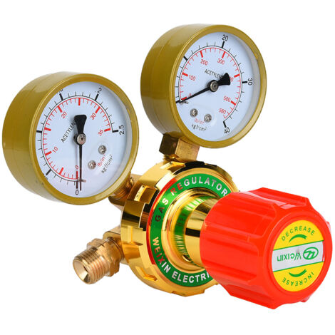 WX YQE‑03 /60 Manomètre à acétylène Réducteur de pression d'acétylène gazeux pour kit de soudage et de découpe au chalumeau G5/8 CGA580