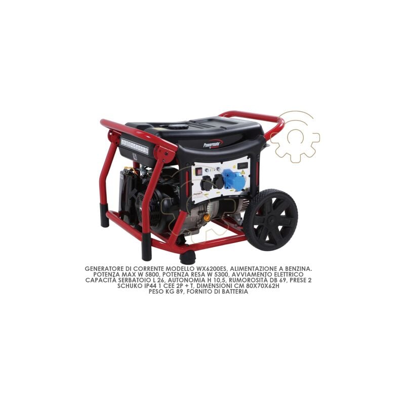 WX6200ES Groupe a lectrogA ne essence 420 cc 11,2 ch 5800 w avec autonomie de 10,5 h 2 prises Schulko + cadeau offert