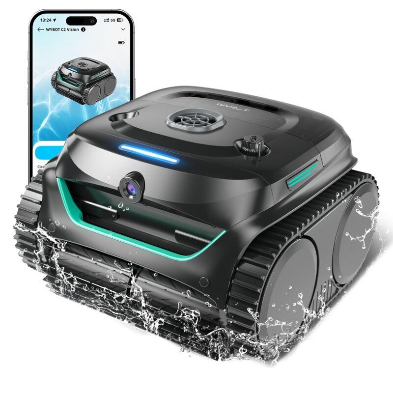 C2 Vision - Robot de Piscine Sans Fil avec Smart Vision, Navigation Intelligente, 8 Modes de Nettoyage, batterie longue durée - Wybot