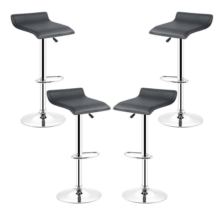 

® 4 taburetes de bar - altura ajustable - Contemporáneo, negro - Wyctin