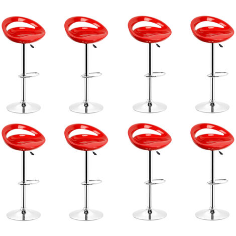 WYCTIN® 8 Taburetes de bar ， Altura ajustable - Rojo - Estilo contemporáneo