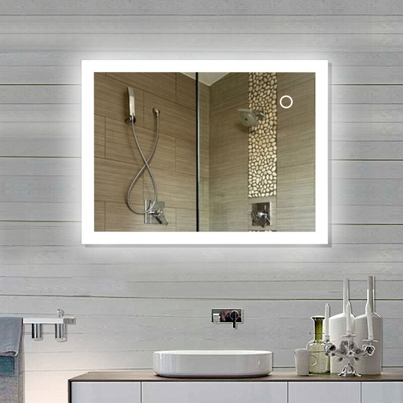 

® Antivaho blanco frío | Marco de aleación de aluminio mate de 4 mm | Espejo de baño de mercurio sin cobre | 80 * 60 CM - Wyctin