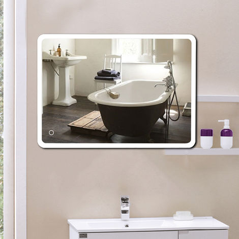 WYCTIN® Badezimmerspiegel LED Badspiegel mit Beleuchtung Wandspiegel badezimmerspiegel LED Touch