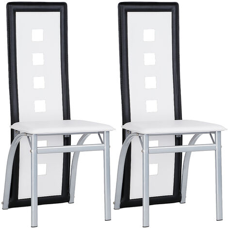 WYCTIN® Conjunto de 2 sillas de comedor - blanco y negro - estilo contemporáneo