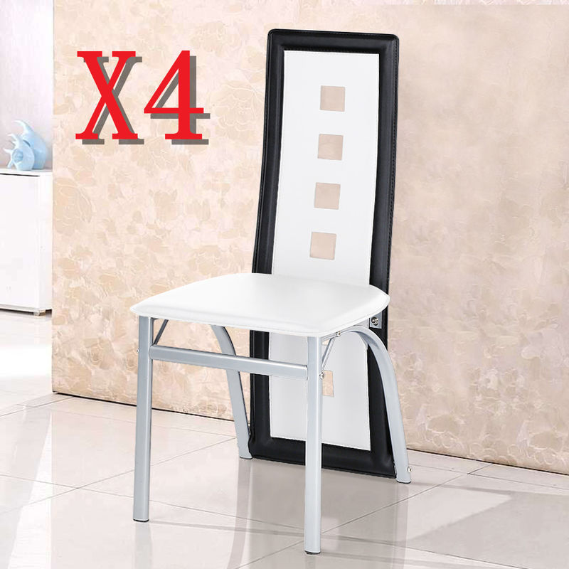 

® Conjunto de 4 sillas de comedor - blanco y negro - estilo contemporáneo - Wyctin