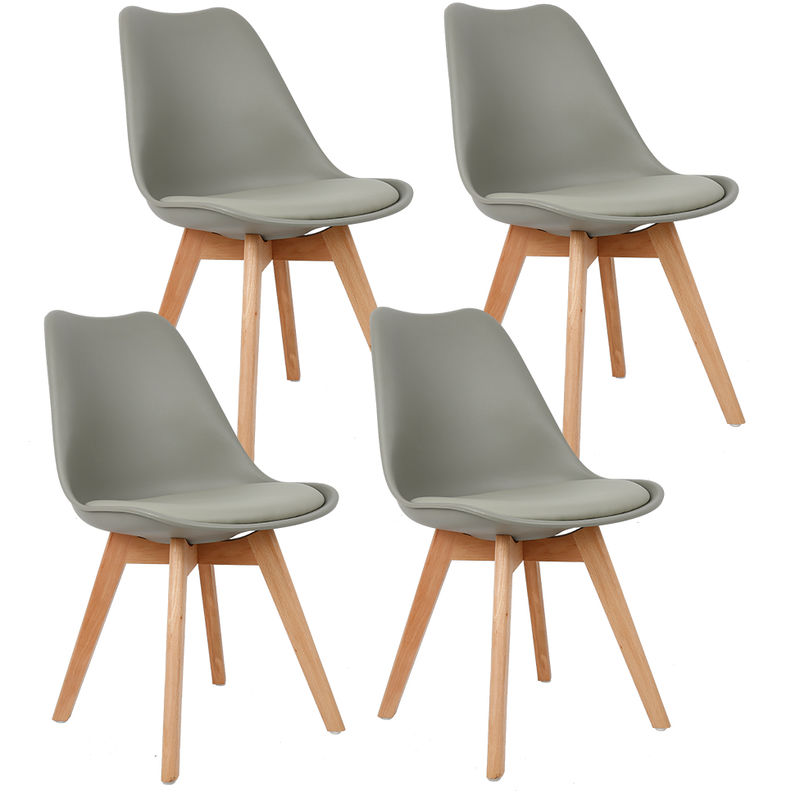 

® Conjunto de 4 sillas minimalistas de estilo nórdico, silla de comedor, gris claro - Wyctin