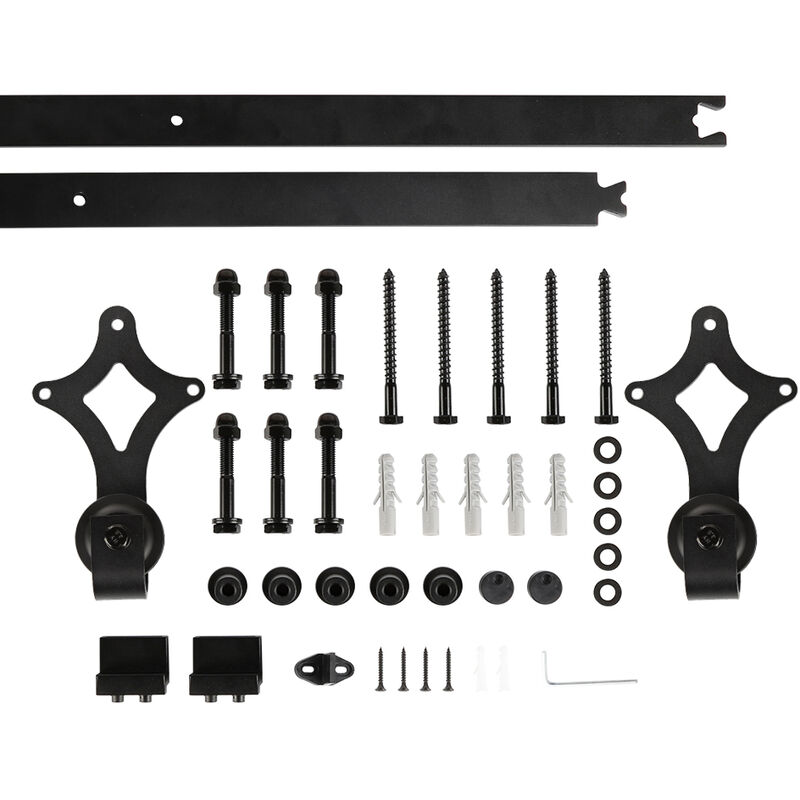 

® Juego de polea de riel colgante de puerta de granero de 183 cm (tipo diamante) puerta única - Wyctin