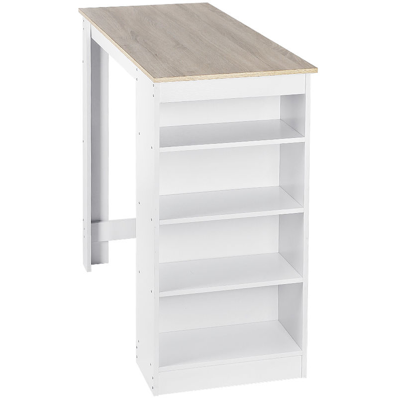 

WYCTIN® Mesa de bar de estilo contemporáneo para 2 a 4 personas - Blanco + roble - 115 * 50 * 103CM