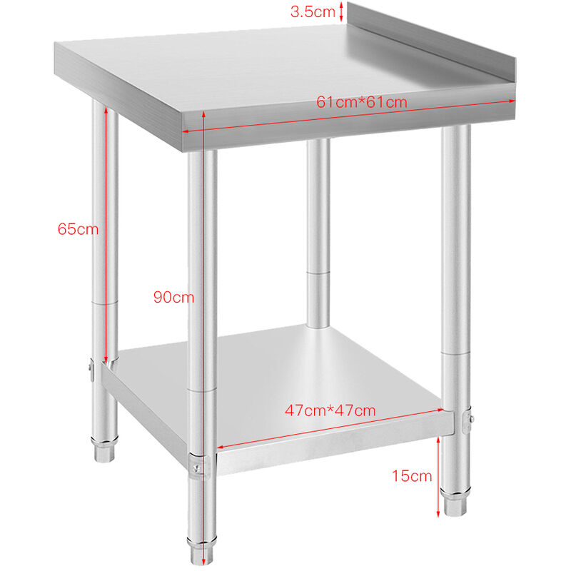 

® Mesa de trabajo de acero inoxidable de primera calidad 61 * 61 * 90 cm - con protector contra salpicaduras profesional - Wyctin