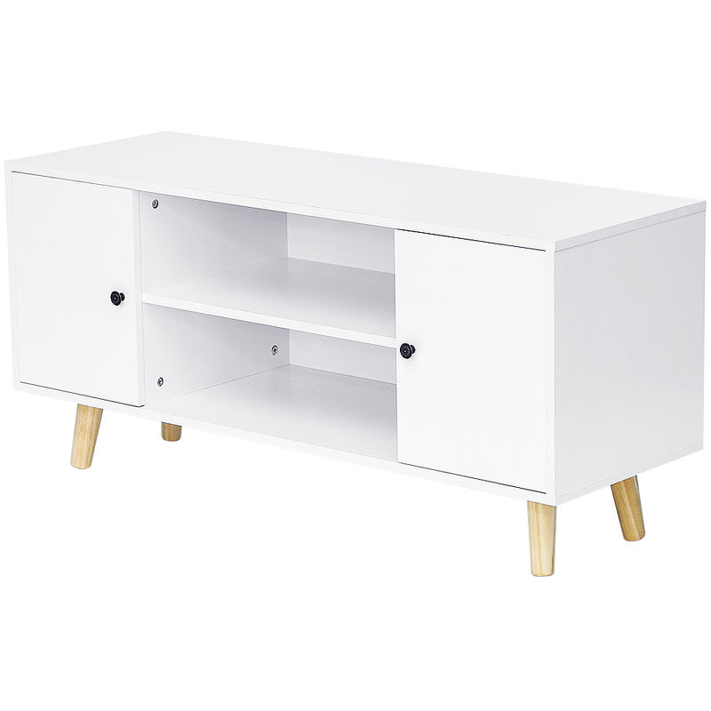 

WYCTIN® Mueble de TV escandinavo con patas de madera, blanco -116 * 39,5 * 53,5 cm