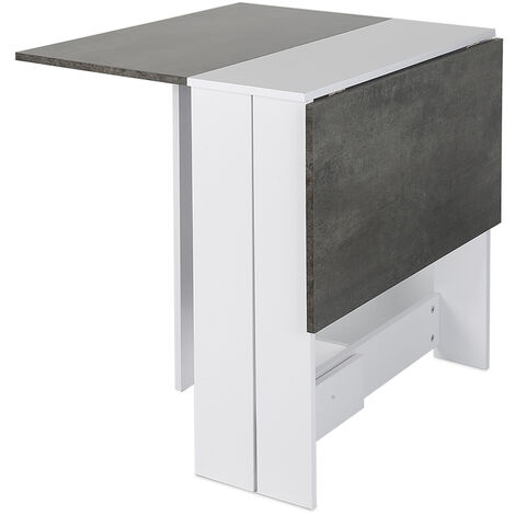 Wyctin – Table console pliable 2-4 personnes – Bois recyclé et béton – Taille ouverte 103 x 73.4 x 76 cm – Pour petits espaces