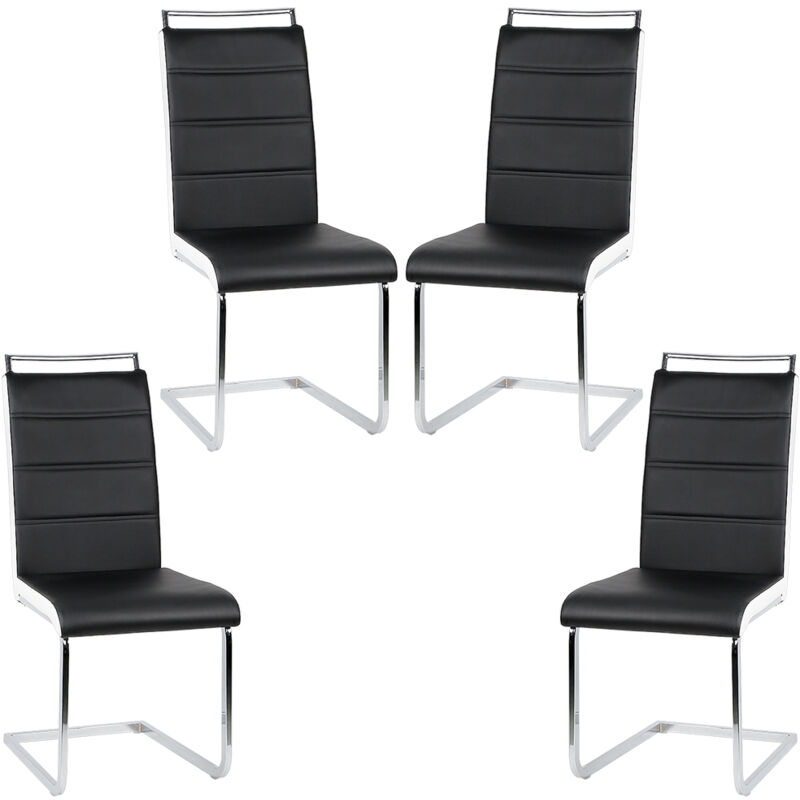 

®4 x Sillas de comedor - Imitación en blanco y negro - L 44 x P 46 cm - Wyctin