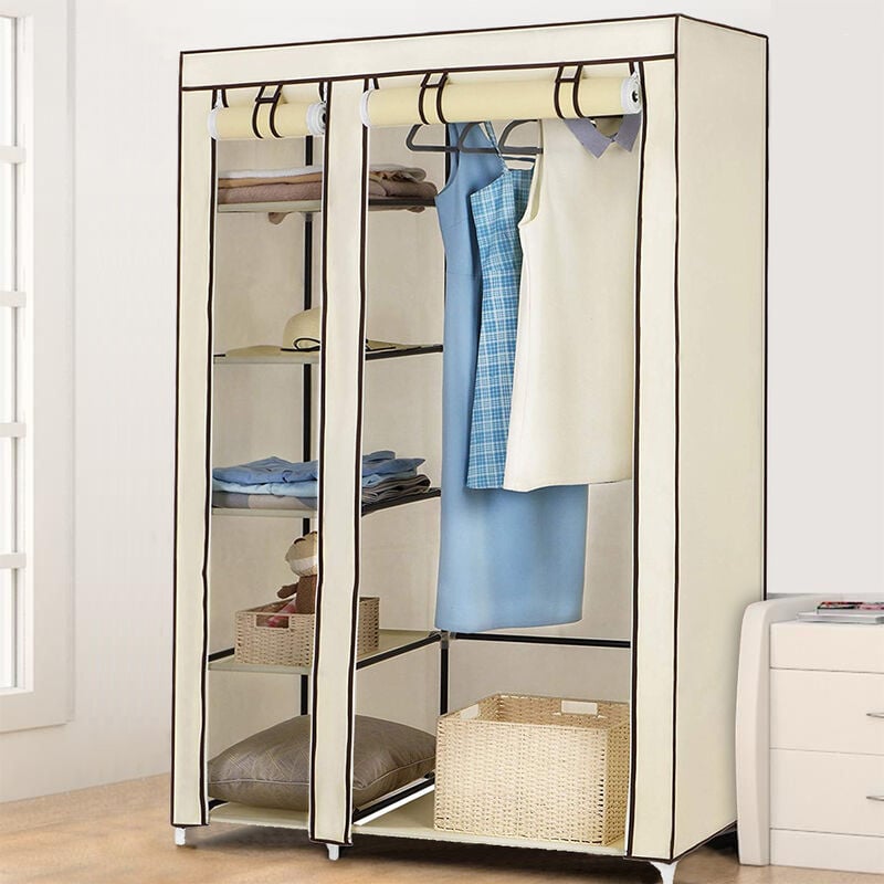 Hofuton Armoire de rangement penderie armoire pliable en tissu non tissé beige