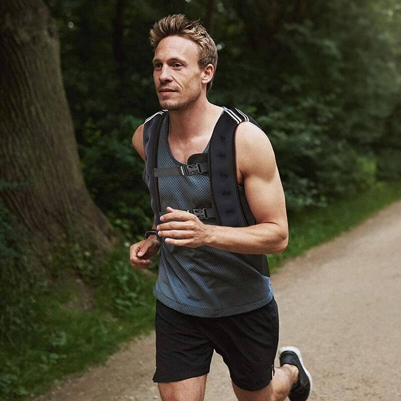 Wyctin - Hofuton Gilet Lesté,10 kg, Sangle Pectorale Flexible, Gilet Poids de Musculation, Nettoyage Facile, Musculation Bodyweight, Réflecteurs, Noir