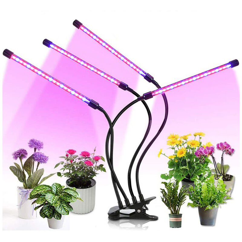 

®Lámpara de Planta, Lámpara LED Cultivo de 4 Cabezales de Espectro Completo con 80 LED, Luz para Plantas de 10 Niveles Regulable y 360°Ajuste con