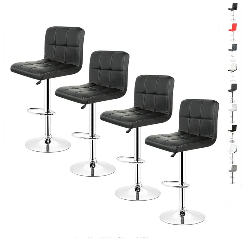 Wyctin - Hofuton Tabouret de Bar, Lot de 4, Chaise de Bar, Réglage en Hauteur avec Dossier, Rotatif à 360 Degrés, Noir