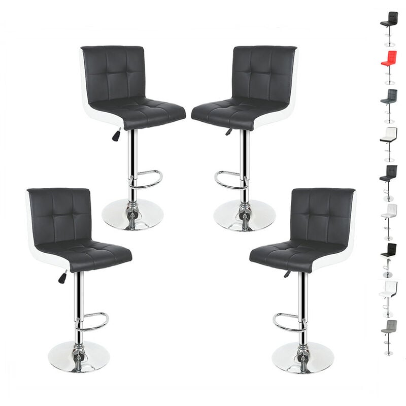Wyctin - Hofuton Lot de 4 tabourets de bar élégant noir/blanc